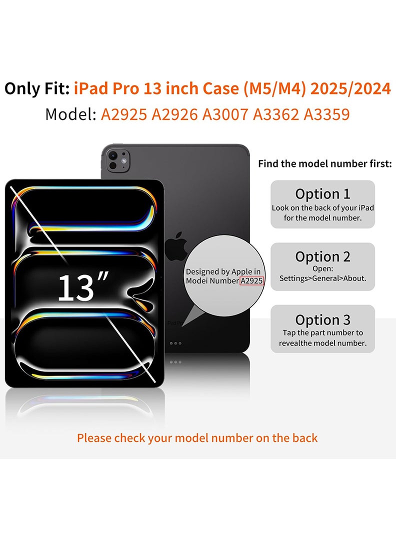 Theodor Case for iPad Pro 13 Inch Case M5 2025/ M4 2024, Smart Cover iPad Pro M5 M4 Case 13 Inch with Pencil Holder [Support Pencil Pro and Pencil (USB-C)] Support Touch ID and Auto Wake/Sleep Cover for iPad Pro 13 Inch- Grey - Image 2